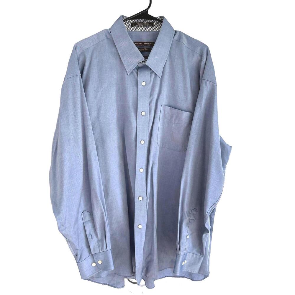 Forsyth of Canada Blue 2 Ply Wrinkle-Free Cotton button Down Shirt - 2XL